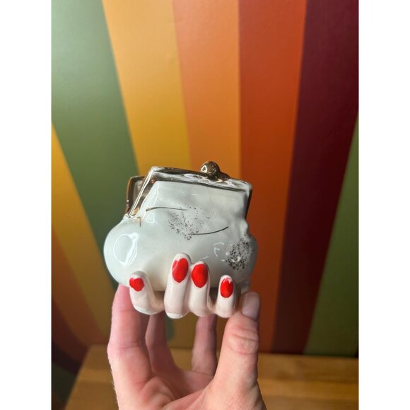 Bone China hand catch all flowers trinket dish vintage coin bag purse - Picture 4 of 8